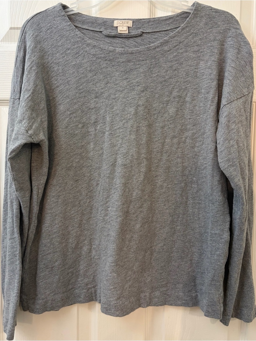 J. Crew Heather Gray Long-Sleeve Crewneck Top